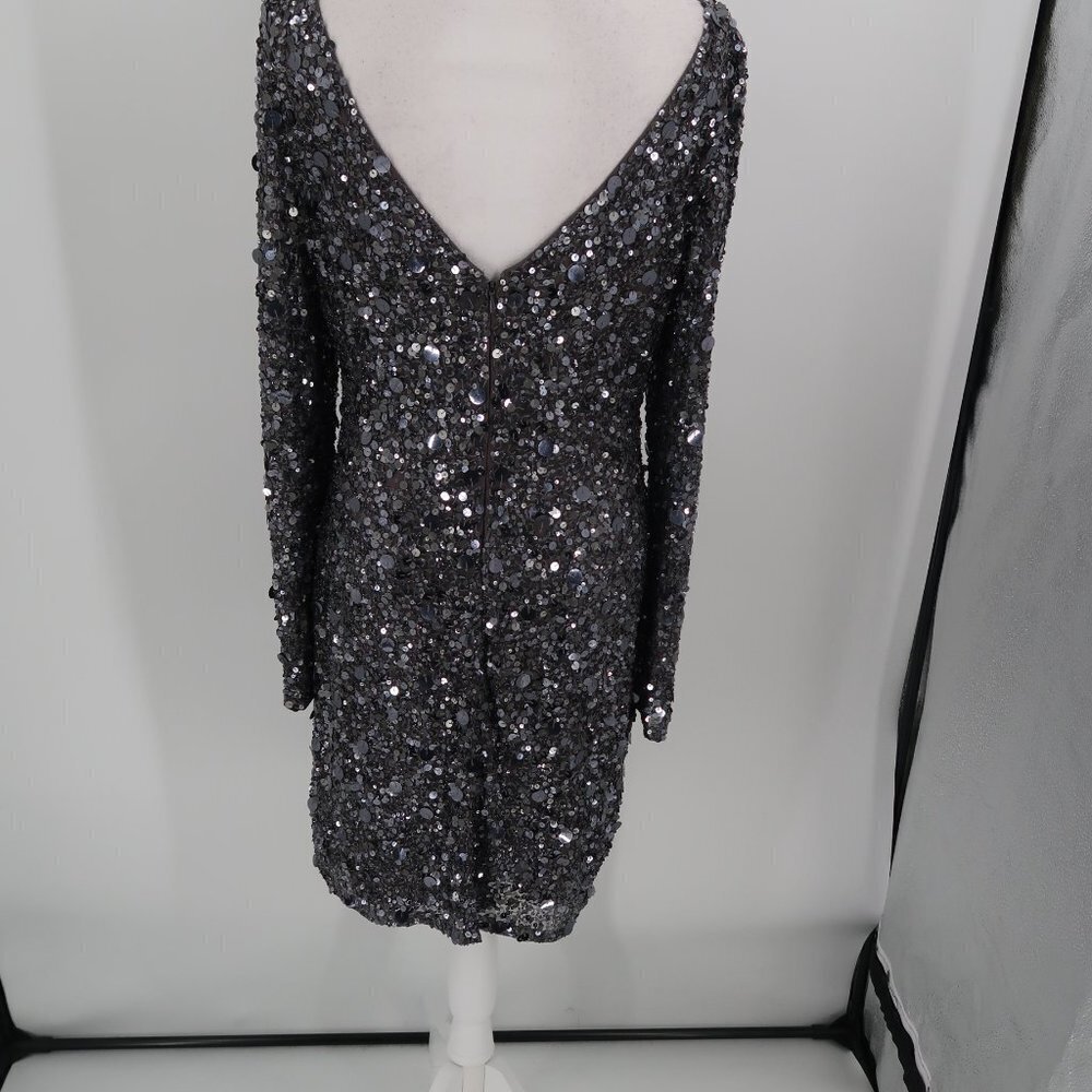 Aidan Mattox Silver Fully Sequined Long Sleeve Co… - image 8